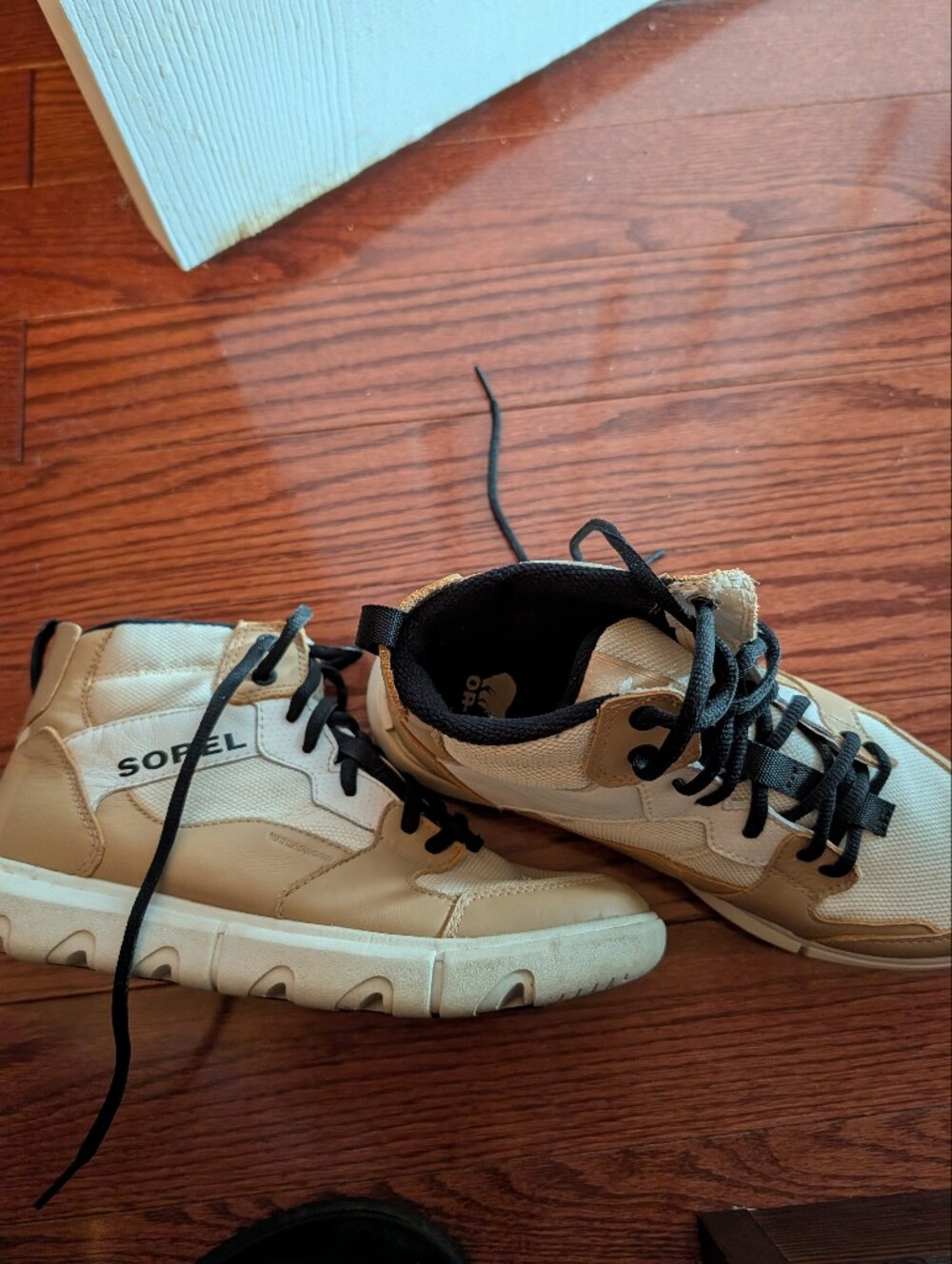SOREL Waterproof Tan and Black High-Top Sneakers